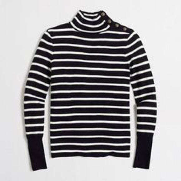 NWT! J CREW Striped mock neck sweater