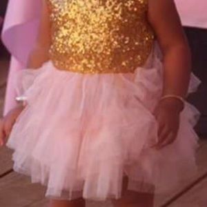 Gold and pink sequence dress. Size 12 months.