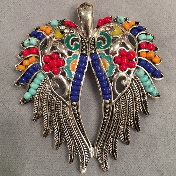 Angel wings Pendant silver, red, Blue,  yellow - Picture 2 of 4