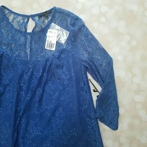 Blue Lace Shift Dress