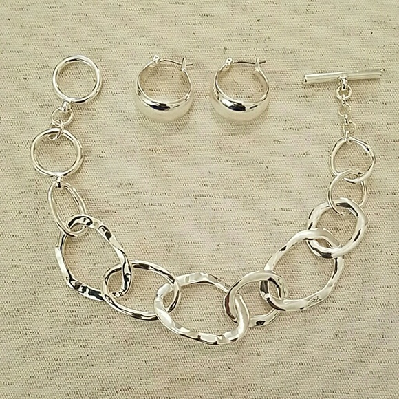 Click-Top Hoop Earrings and Toggle Bracelet Bundle