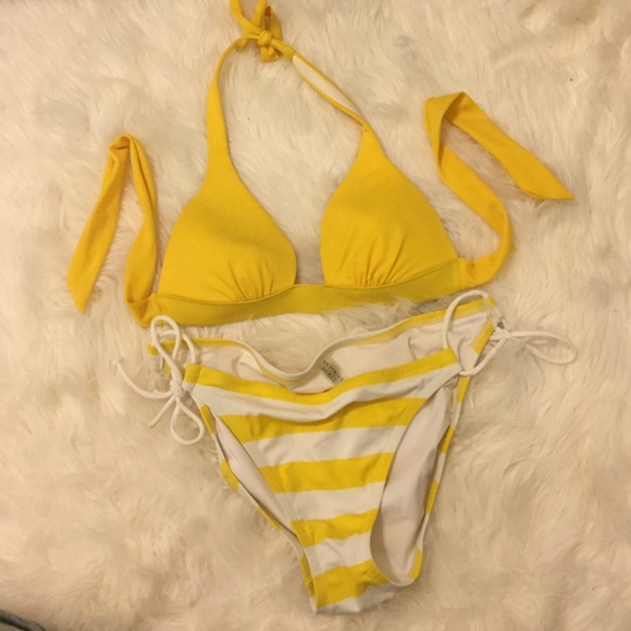 Yellow striped bikini TOP ONLY!!!!