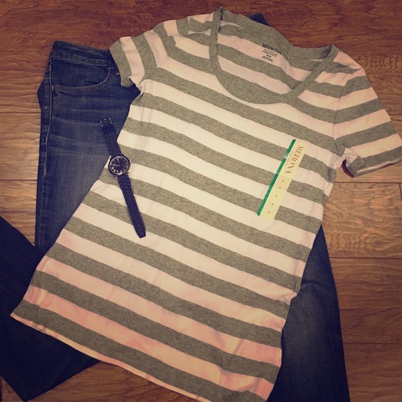 Merona Scoop Neck Striped Tee