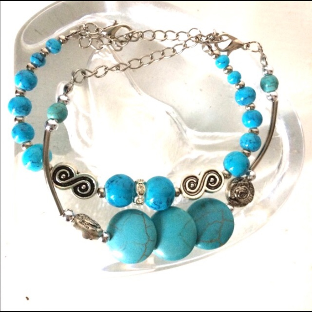Boho Turquoise Stacking Bracelets - Picture 2 of 2