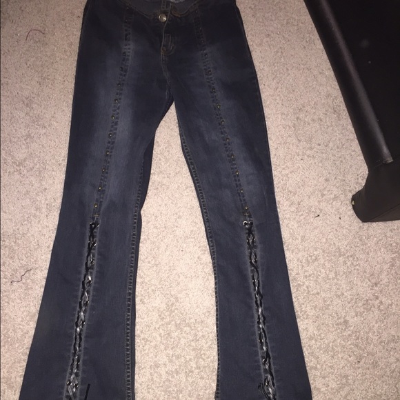 Bebe Rare rockstar jeans stretch studded and laced