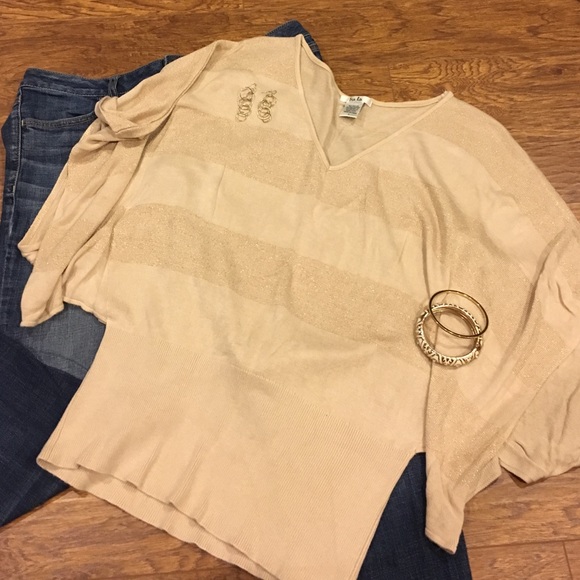 Gold Striped Dolman Blouse