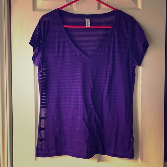 Short sleeve purple sheer top - Picture 1 of 3