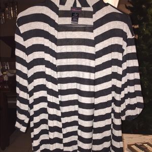 Gray and black stipe coverup