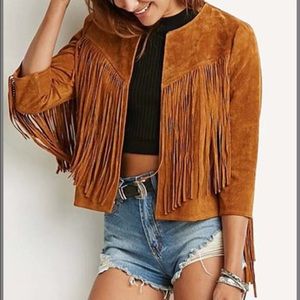 Fringe Faux Suede Jacket Brand New Never Worn