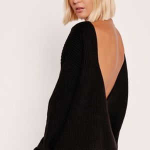 V neck back basic jumper