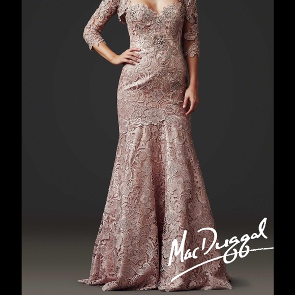 MacDuggal sweetheart cut lace dress