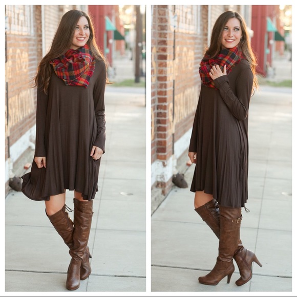 Chocolate Mock neck tunic dress - Picture 2 of 2