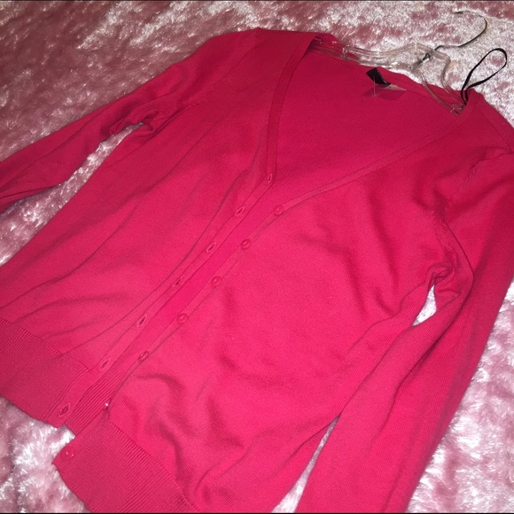 Hot pink cardigan sweater