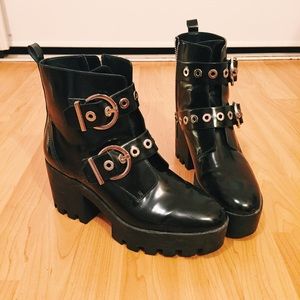 Black Platforms with Buckles