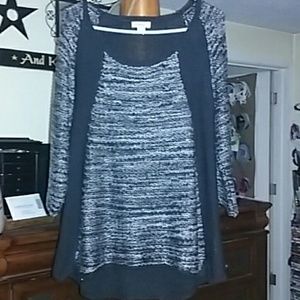 One World 3/4 length sleeve knit sweater