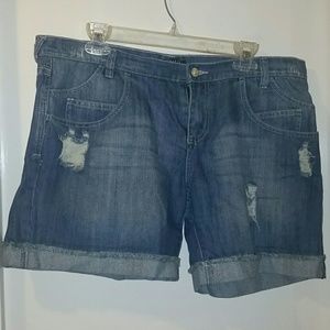 Distressed cotton Jean shorts, size 14