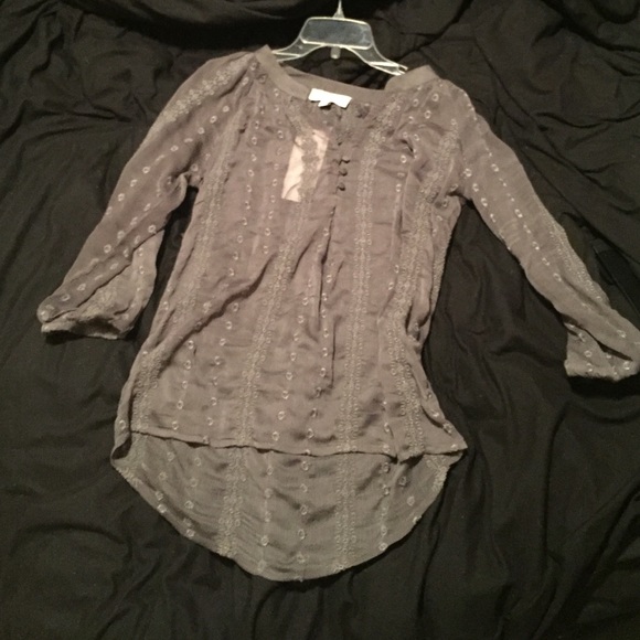 Olive & Oak Tops - Grey sheer blouse