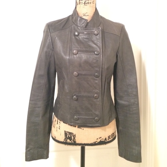 Genuine leather grey jacket