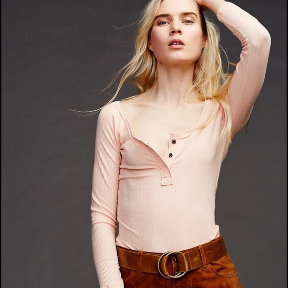 Free People Sweaters - Free people peach Henley XS
