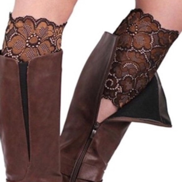 Accessories - Stretchy Lace Flowers Boot Cuffs Soft Laced Boot