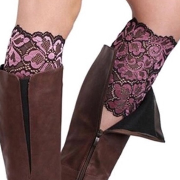 Accessories - Stretchy Lace Flowers Boot Cuffs Soft Laced Boot
