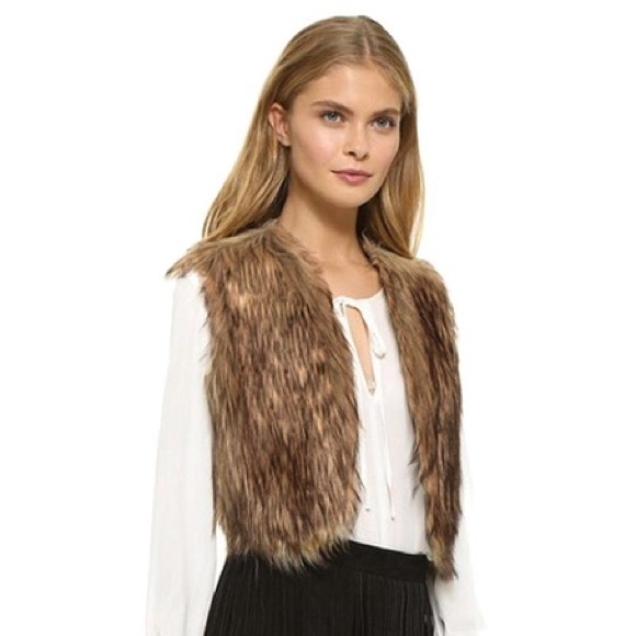 Trendy Faux Fur Vest in Brown