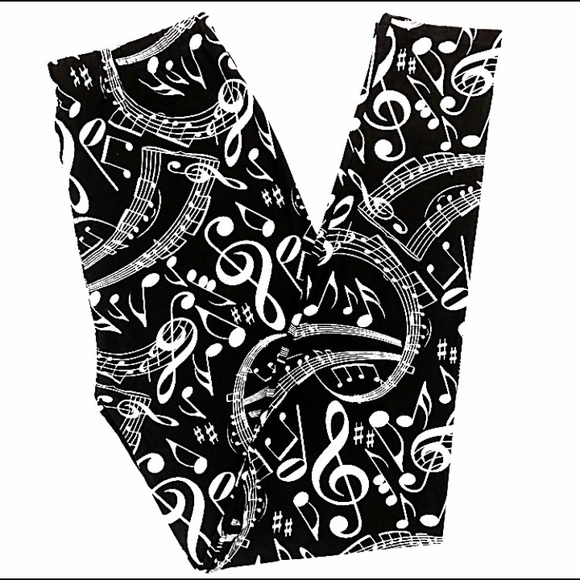 Buttery Soft Music Notes Leggings Treble Clef OS - Picture 1 of 3