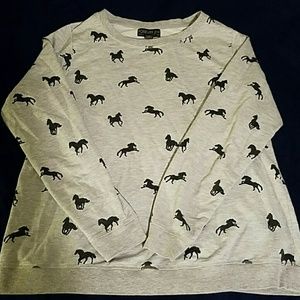 Gray sweater with horse print size XL