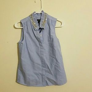 J Crew Sleeveless Button Down Top