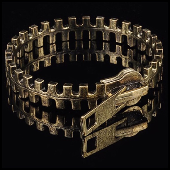 Jewelry - D29 Gold Metal Zipper Bangle Bracelet