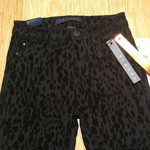 Tinsel black leopard spotted skinny jeans 24