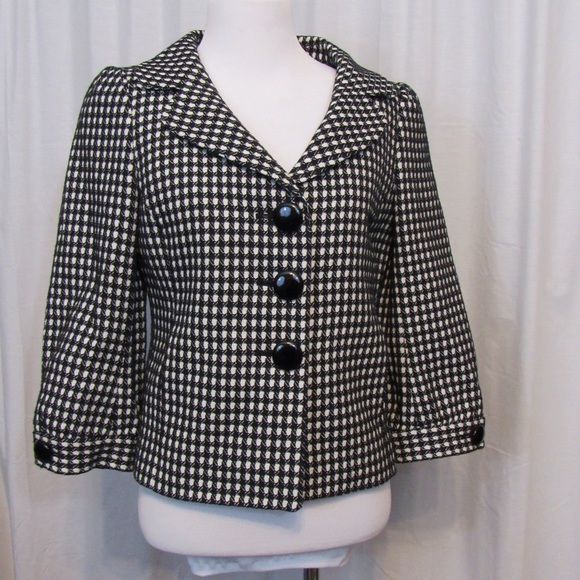 Ann Taylor Jackets & Blazers - Ann Taylor Black White Wool Blend Blazer 0