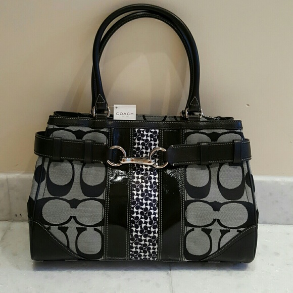 Coach HMP Large Signature stripe crystal NWT
