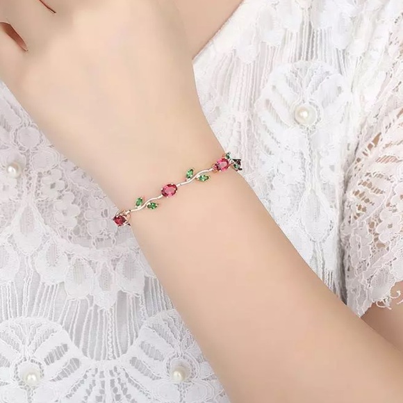 18K Rose Gold Leaf Chain & Link Bracelet - Picture 2 of 4