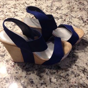 Chinese laundry navy and beige wedges