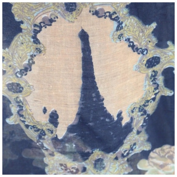 B144 Blue Paris Marie Antoinette Flower Scarf - Picture 4 of 4