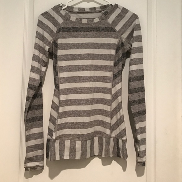 EUC lululemon gray stripes running top size 2.