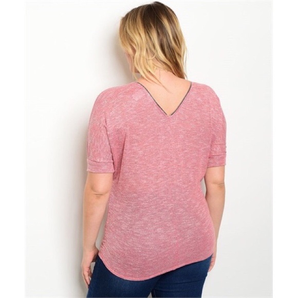 🎉NEW YEAR SALE🎉 Pink Plus Size Zipper Top - Picture 2 of 2