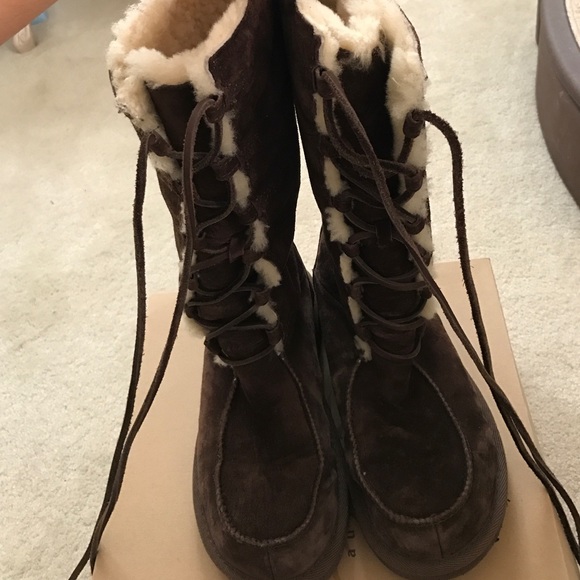 UGG Shoes - Lace Up Chocolate Brown Uggs size 8