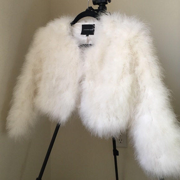 Angel white real feather cropped jacket