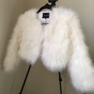 Angel white real feather cropped jacket