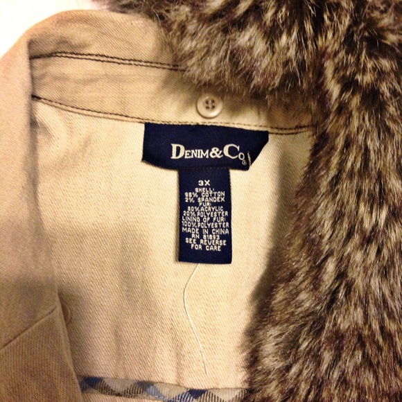 NWOT DENIM & Co. Jacket w/ removable fur collar 3X - Picture 4 of 4