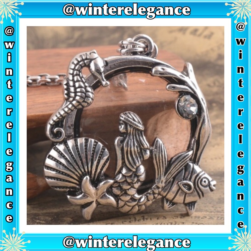 Magnifier Pendant Mermaid Necklace Antique Silver - Picture 2 of 2