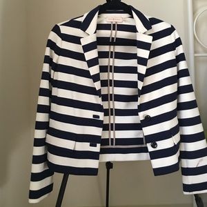 Tory Burch Navy Stripe Cotton Blazer