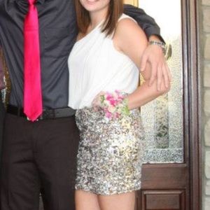 Gold sparkly/white cocktail dress