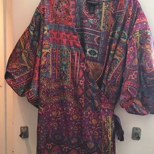 Satin wrap women blouse