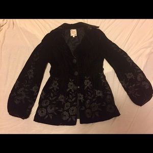 Nanette Lepore brown velvet jacket w black emb