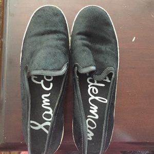 Black Faux Fur Sam Edelman Slip-ons