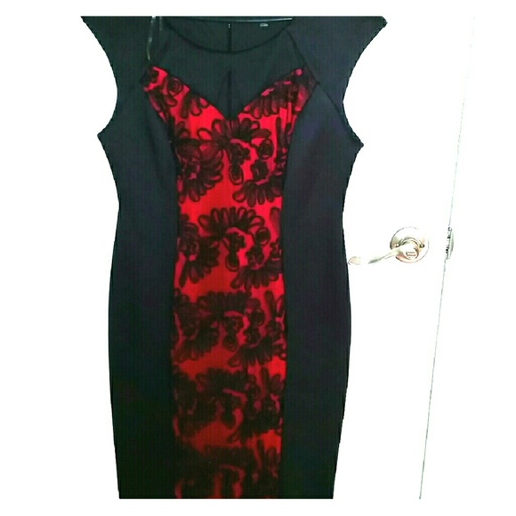 Black with red sheath dress