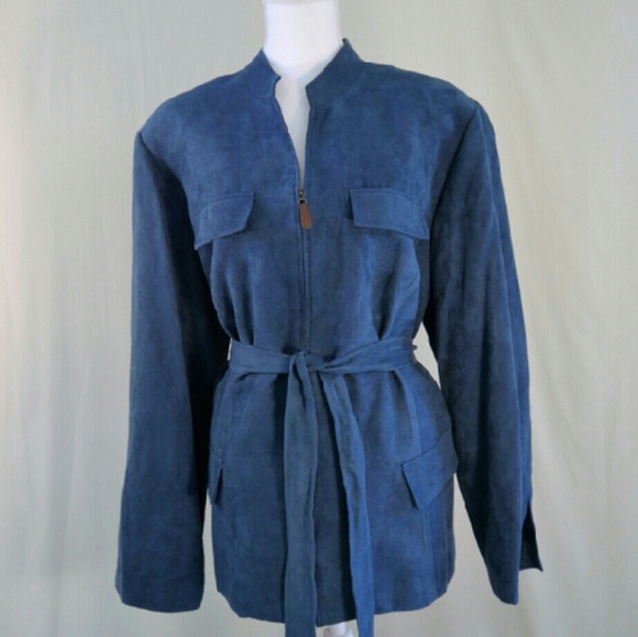 Anna Maxwell Jackets & Blazers - NWT Blue Faux Suede Jacket